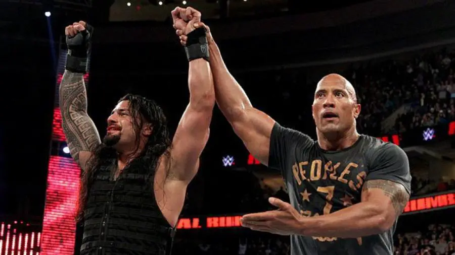 roman reigns and the rock royal rumble 2015