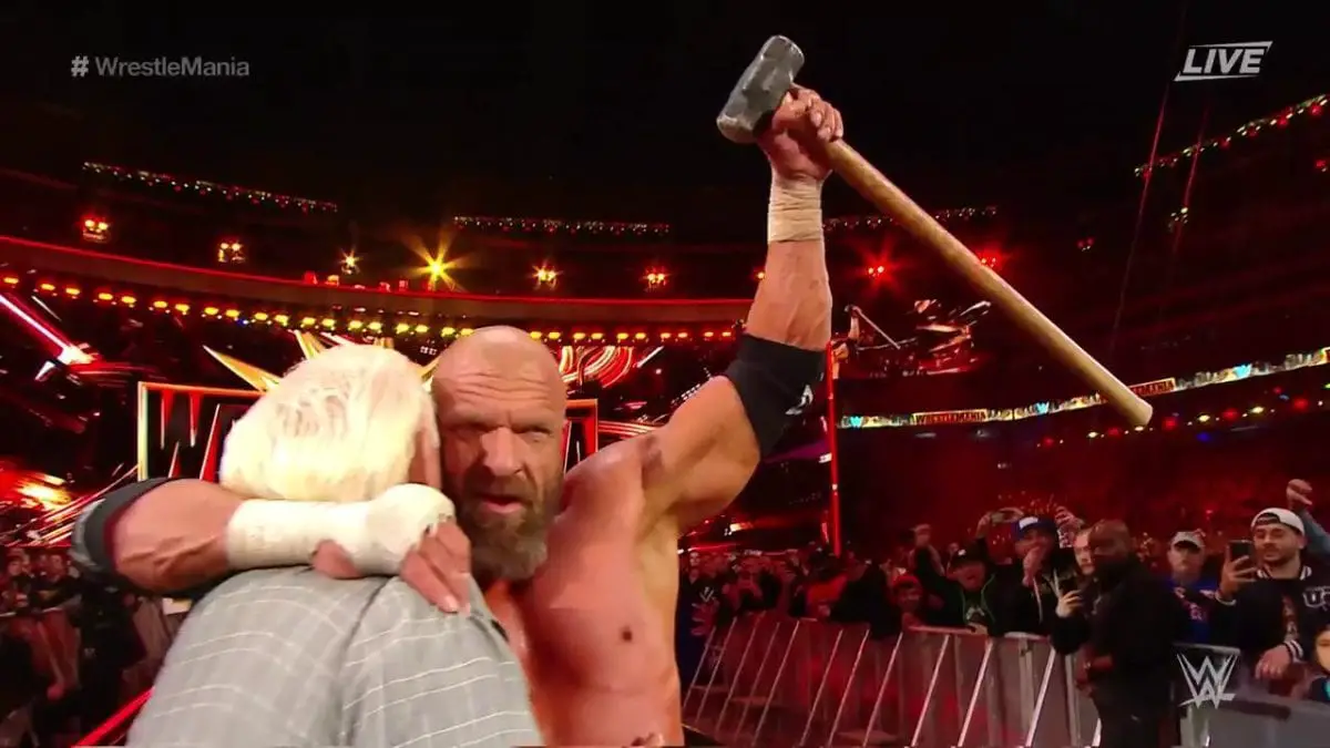 Triple H defeat Batista at Wrestlemania 35, triple h wrestlemania 35, triple h & ric flair wrestlemania 35
