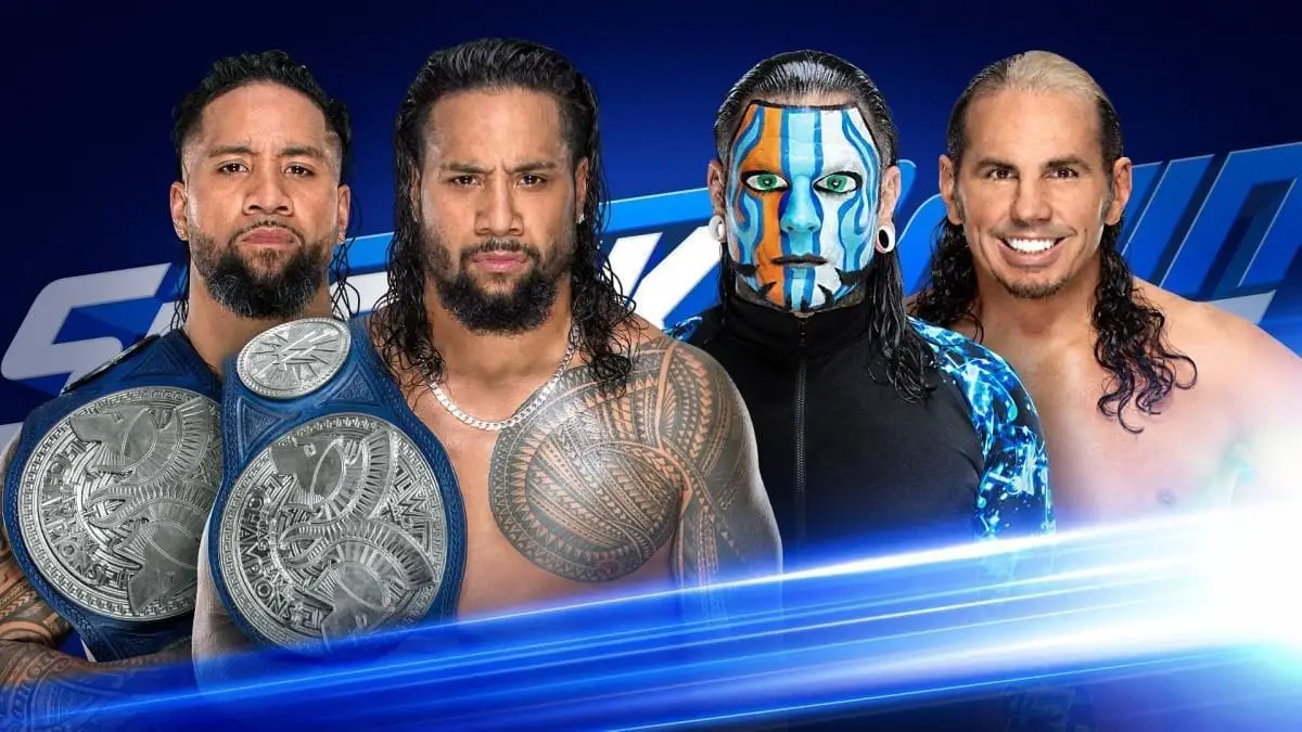 The Usos and The Hardy Boyz square off for the SmackDown Tag Team Titles.