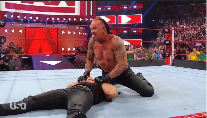 Undertaker Piledriver to Elias, Undertaker return, Undertaker piledriver, undertaker on raw 8 april 2019