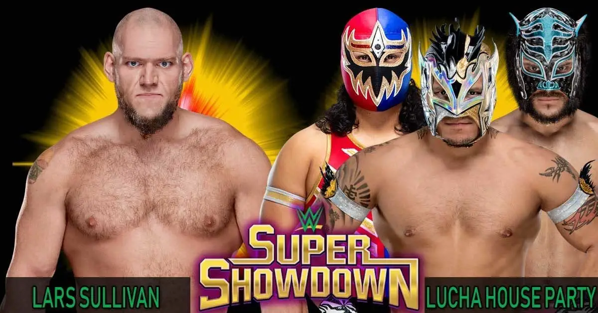 Lars Sullivan vs Lucha House party WWE Super ShowDown 2019