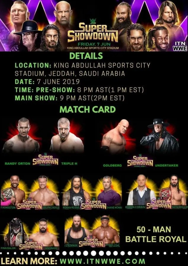 WWE Super ShowDown 2019, WWE Super ShowDown 2019 matches