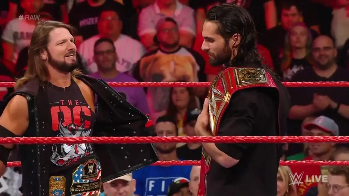 Seth Rollins AJ Styles Champion vs Champion RAW 12 August 2019