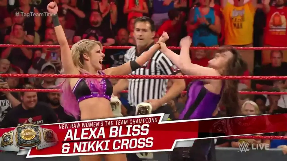 Alexa Bliss Nikki Cross win WWE Women's Tag Team Championship