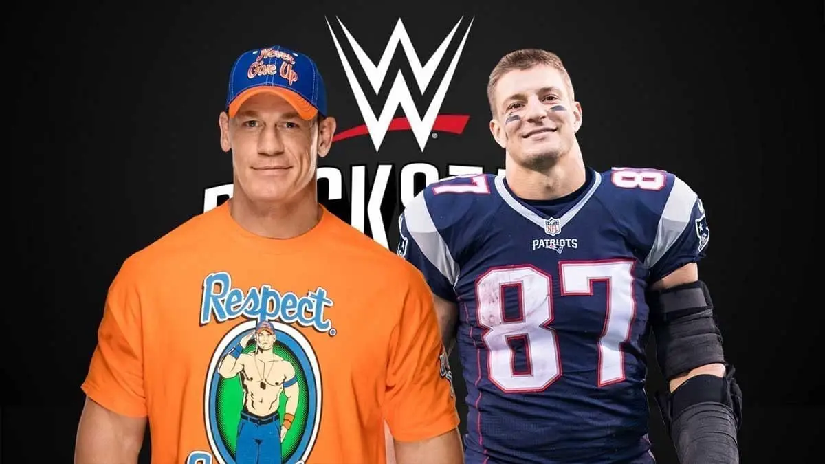 John Cena and Rob Gronkowski at WWE Backstage