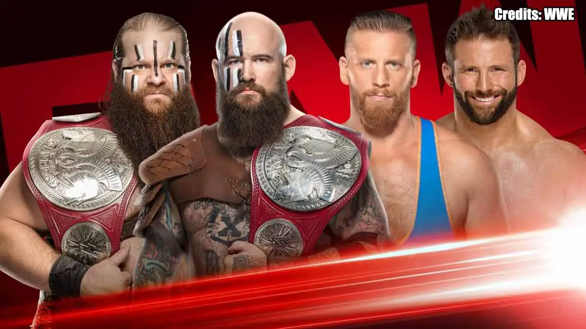 The Viking Raider vs Zack Ryder & Curt Hawkins - WWE RAW Tag Team Championship Match, RAW episode of 18 November 2019