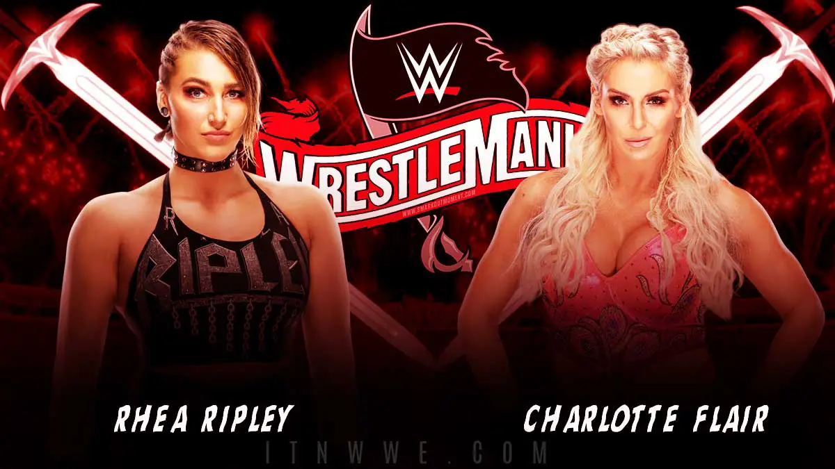 Rhea Ripley vs Charlotte Flair NXT Championship Wrestlemania 2020