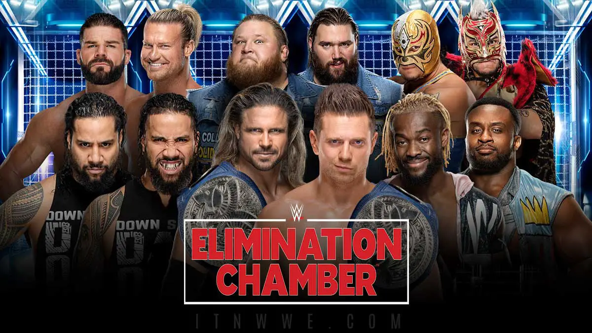 Jon Morrison & The Miz (c) vs The New Day vs The Usos vs Heavy Machinery vs Robert Roode & Dolph Ziggler - SmackDown Tag Team Championship Elimination Chamber 2020