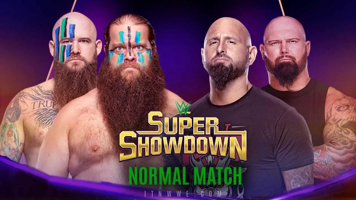 The Viking Raiders (Erik and Ivar) vs The OC (Luke Gallows and Karl Anderson) at Super ShowDown 2020