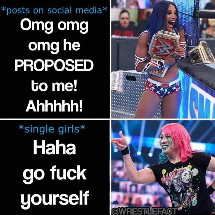 Asuka vs Sasha Banks meme 