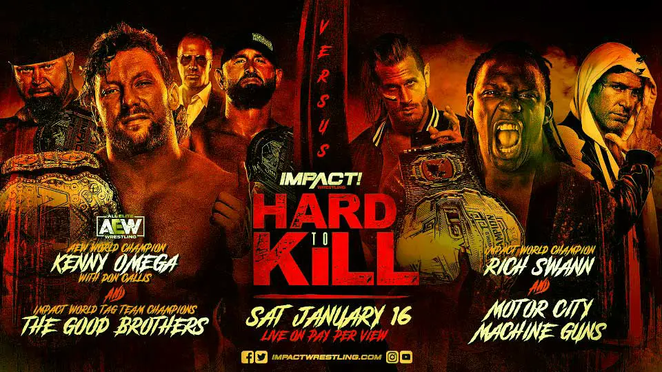 Kenny Omega, Doc Gallows, and Karl Anderson vs. Rich Swann and Motor City Machine Guns impact hard to kill 2021