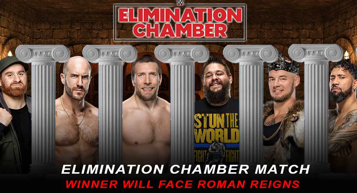 Kevin Owens vs Jey Uso vs Daniel Bryan vs Cesaro vs Sami Zyan vs Jey Usos vs Baron Corbin Elimination Chamber 2021