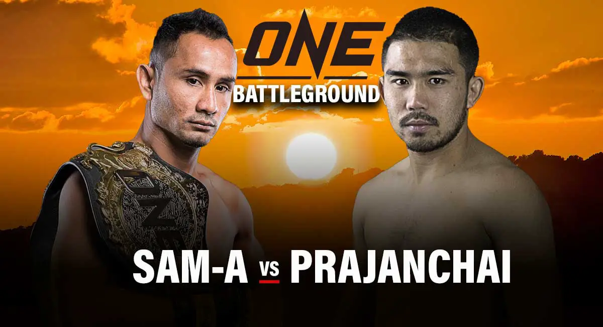 Sam-A Gaiyanghadao vs Prajanchai P.K. Saenchaimuaythaigym - ONE Strawweight Muay Thai World Championship Fight battleground