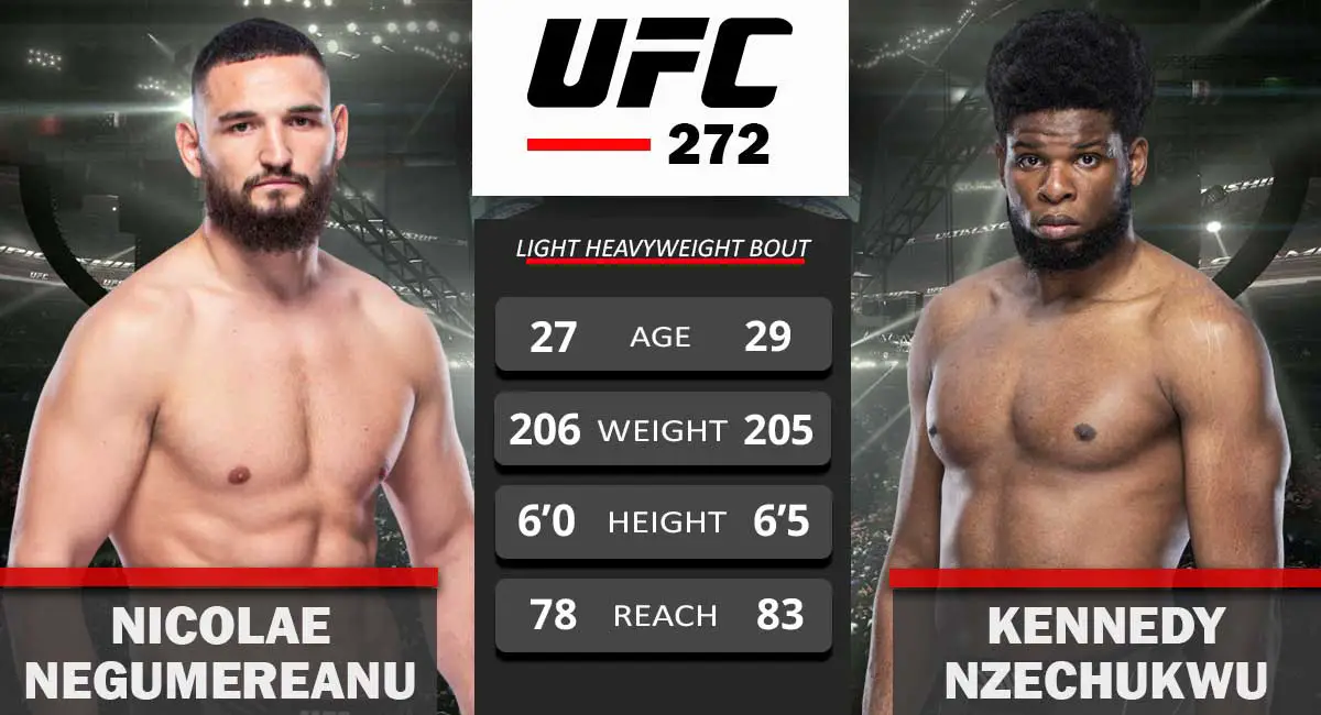 Nicolae Negumereanu vs Kennedy Nzechukwu UFC 272