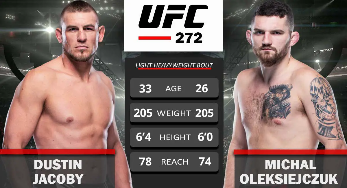 Dustin Jacoby vs Michal Oleksiejczuk UFC 272