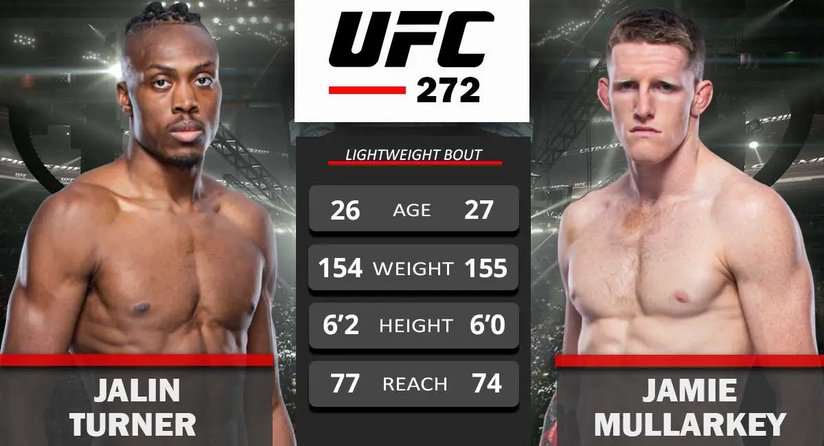 Jalin Turner vs Jamie Mullarkey UFC 272