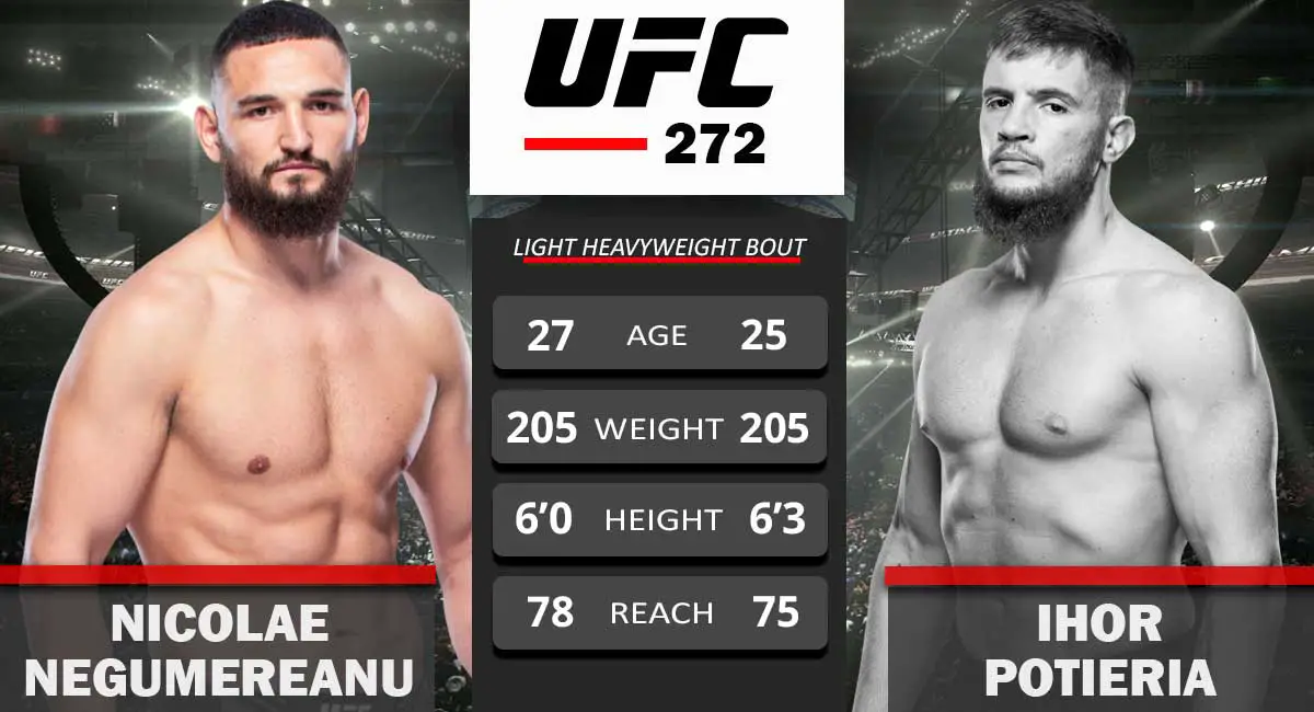 Nicolae Negumereanu vs Ihor Potieria UFC 272
