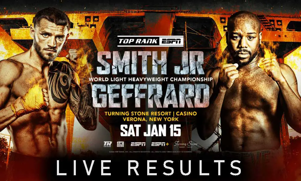 SMITH VS Geffard LIVE RESULTS POSTER