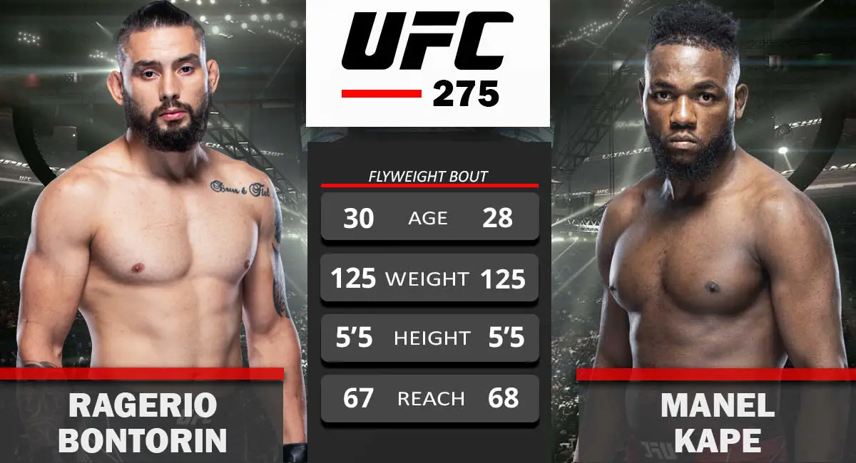 Rogerio Bontorin vs Manel Kape UFC 275