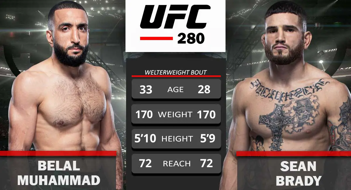 Belal Muhammad vs Sean brady UFC 280