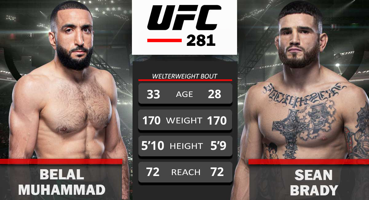 Belal Muhammad vs Sean brady UFC 281