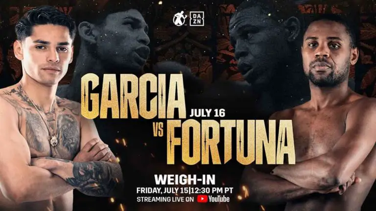 Ryan Garcia vs Javier Fortuna Weigh-In Results, Video Streaming