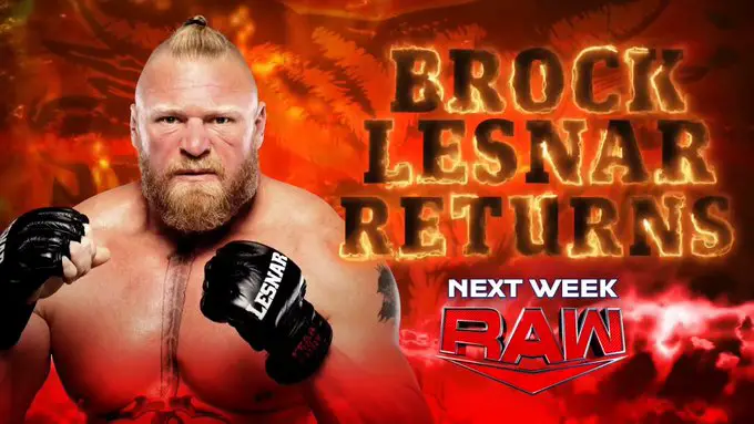 Brock Lesnar Returns Oct 31 RAW
