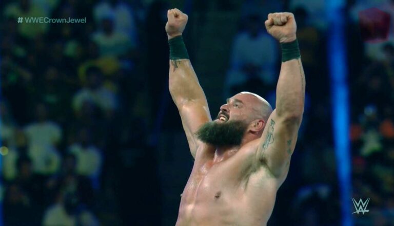 WWE Crown Jewel: Braun Strowman Beats Omos in a Battle of Giants
