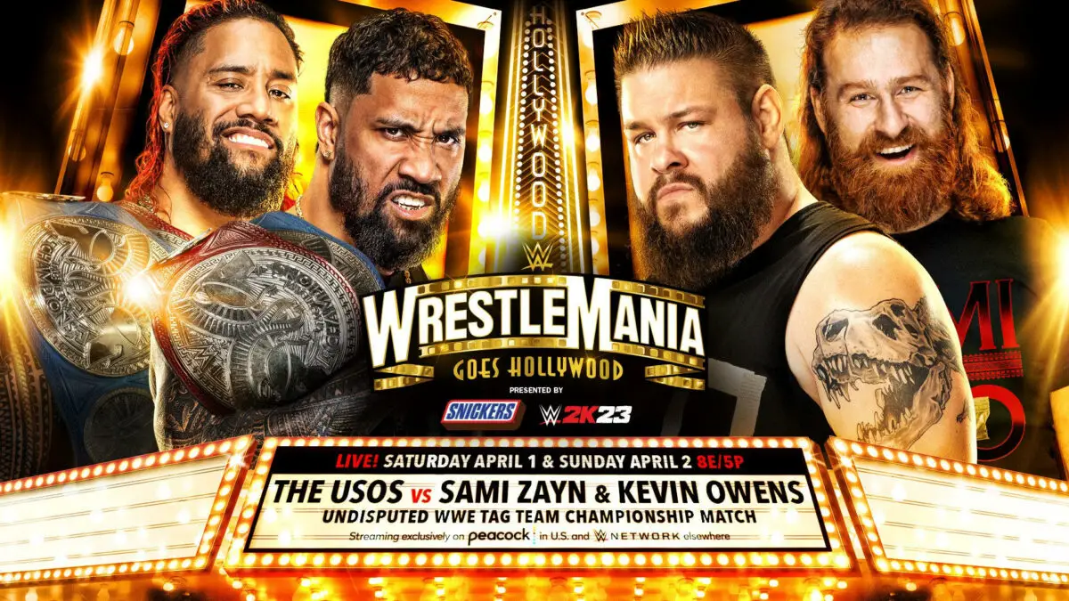 The Usos(Jimmy & Jey Uso)(c) vs Sami Zayn & Kevin Owens wrestlemania 39