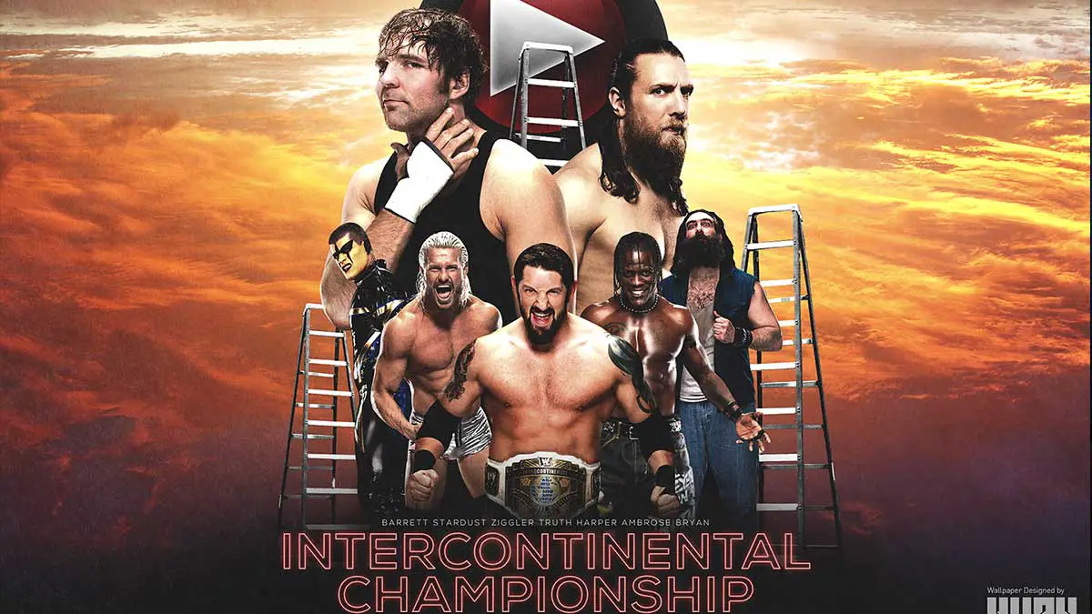 Bad News Barrett(c) vs Stardust vs Dolph Ziggler vs Luke Harper vs R-Truth vs Daniel Bryan vs Dean Ambrose Poster
