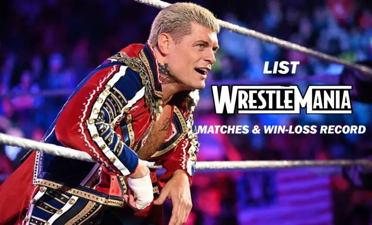 List of Cody Rhodes WrestleMania Matches, Win-Loss Record