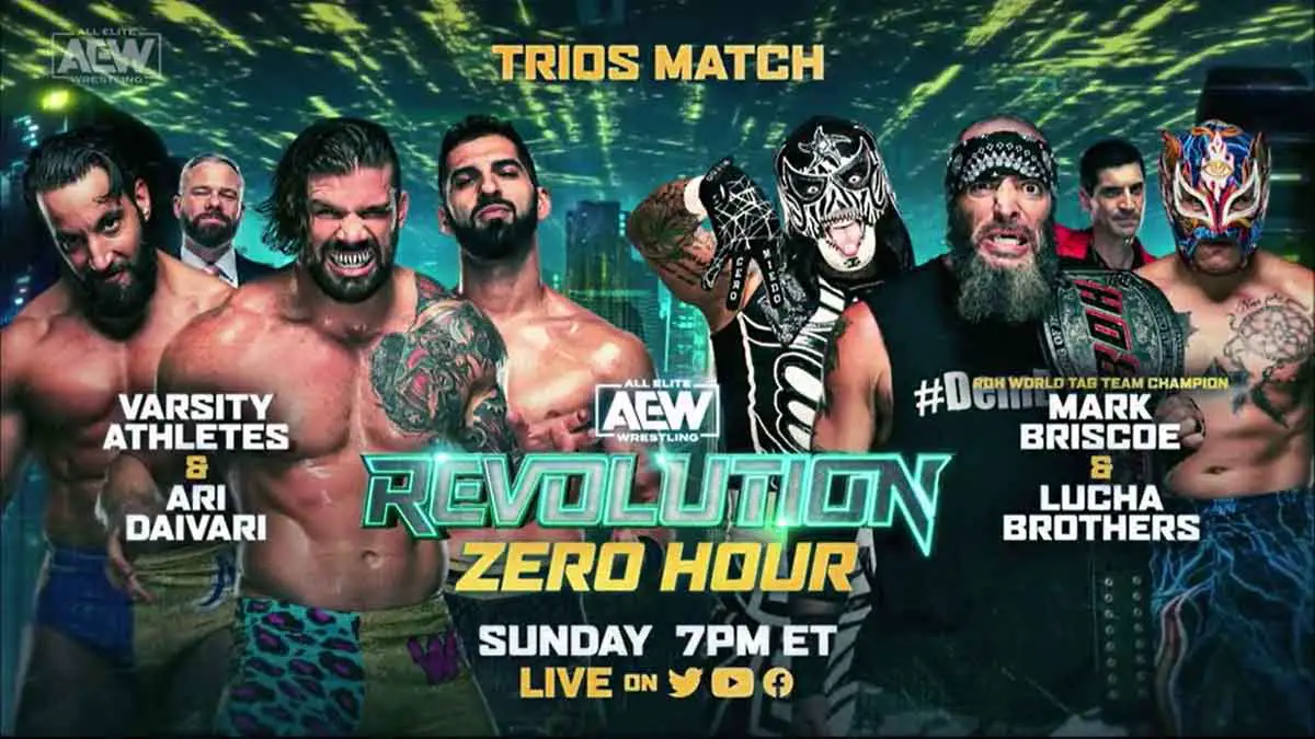 Mark Briscoe Lucha Bros vs Varsity Athletes AEW Revolution 2023