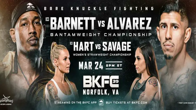 BKFC 39: Norfolk Results Live, Barnett-Alvarez, Hart-Savage