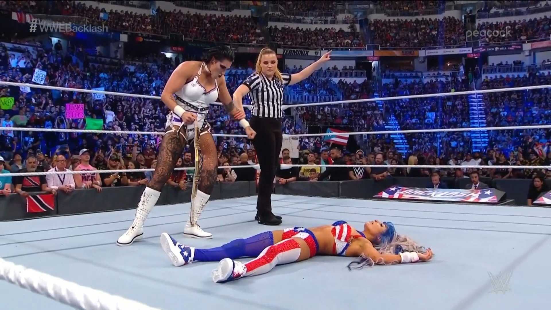 WWE Backlash 2023 Rhea Ripley Retains SD Women's Title Against Zelina Vega