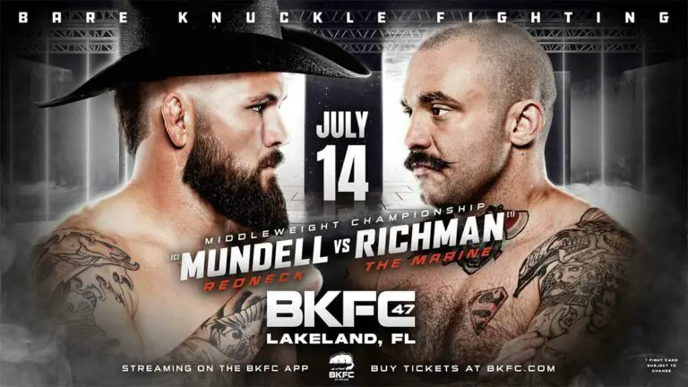 BKFC 47 Results Live,  Fight Card, Time, Mundell vs Richman