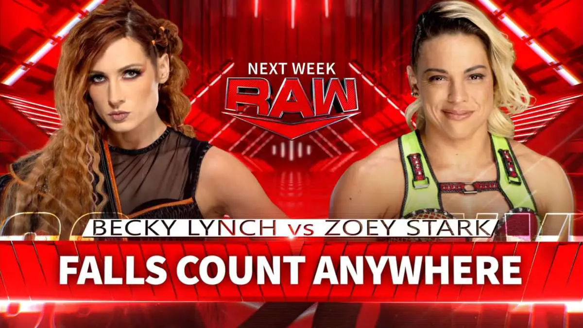 Becky Lynch vs Zoey Stark Falls Count Anywhere match August 28 RAW