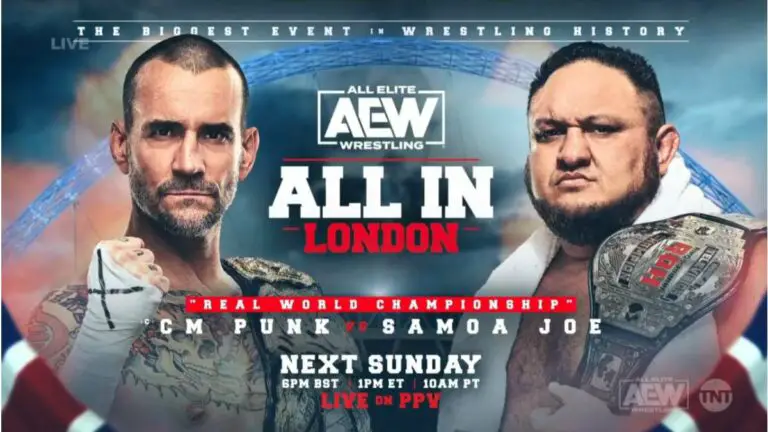 CM Punk vs Samoa Joe World Title Bout Set for AEW All In 2023