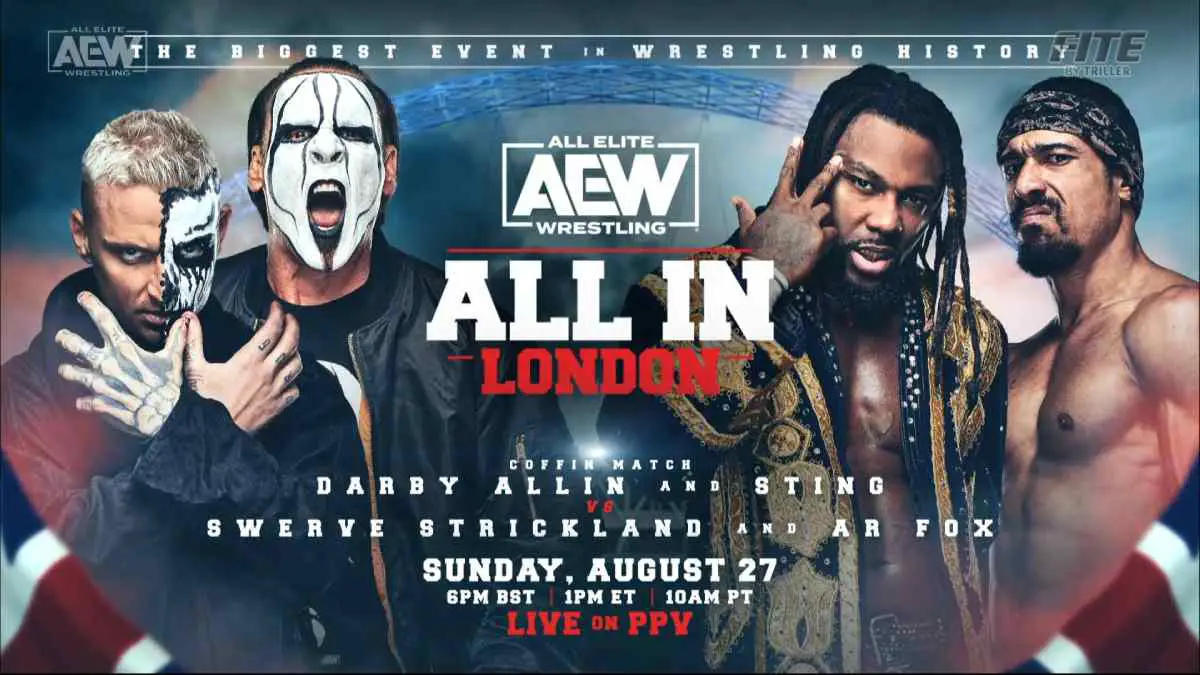 Sting & Darby Allin vs Swerve Strickland & AR Fox Coffin match AEW All In 2023
