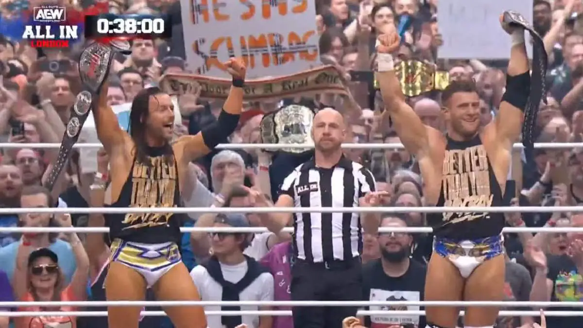MJF and Adam Cole win ROH Tag Team Title AEW All In 2023 event