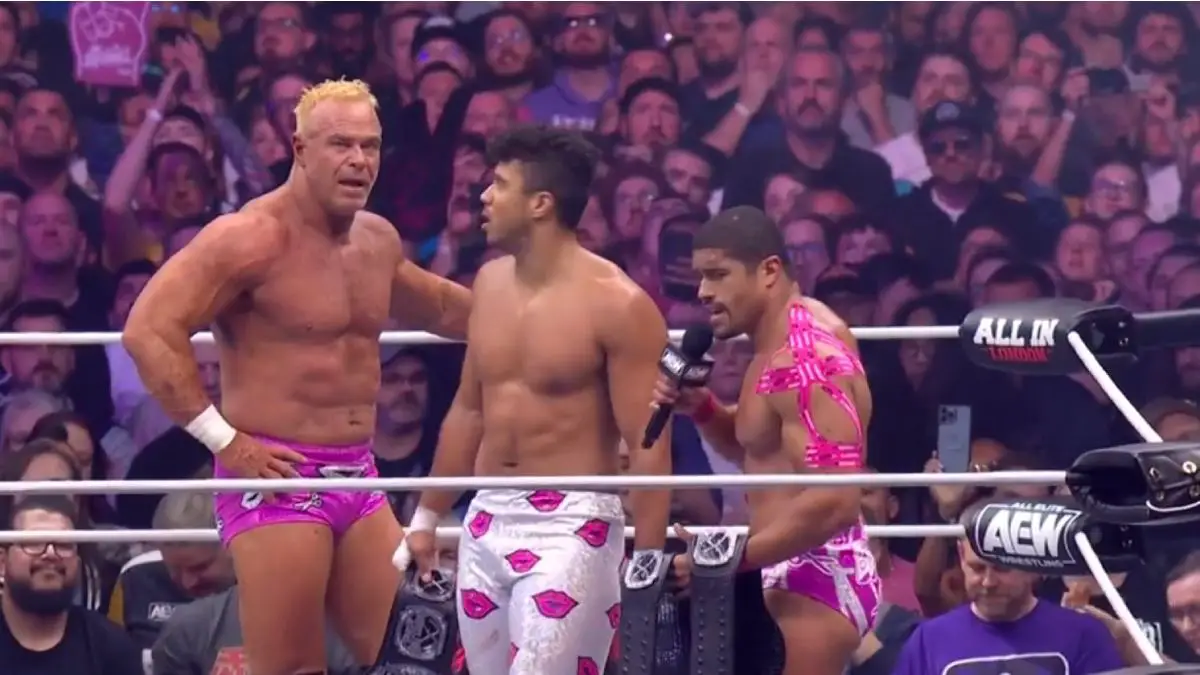 The Acclaimed & Billy Gunn AEW Trios Champion AEW All In 2023 event