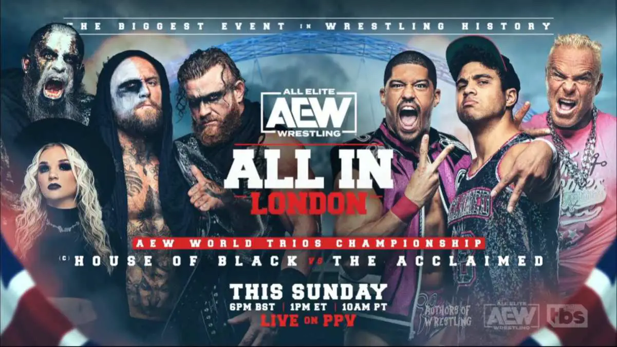 The Acclaimed (Max Caster & Anthony Bowens) and Billy Gunn vs House of Black AEW Trios Championship AEW All In 2023