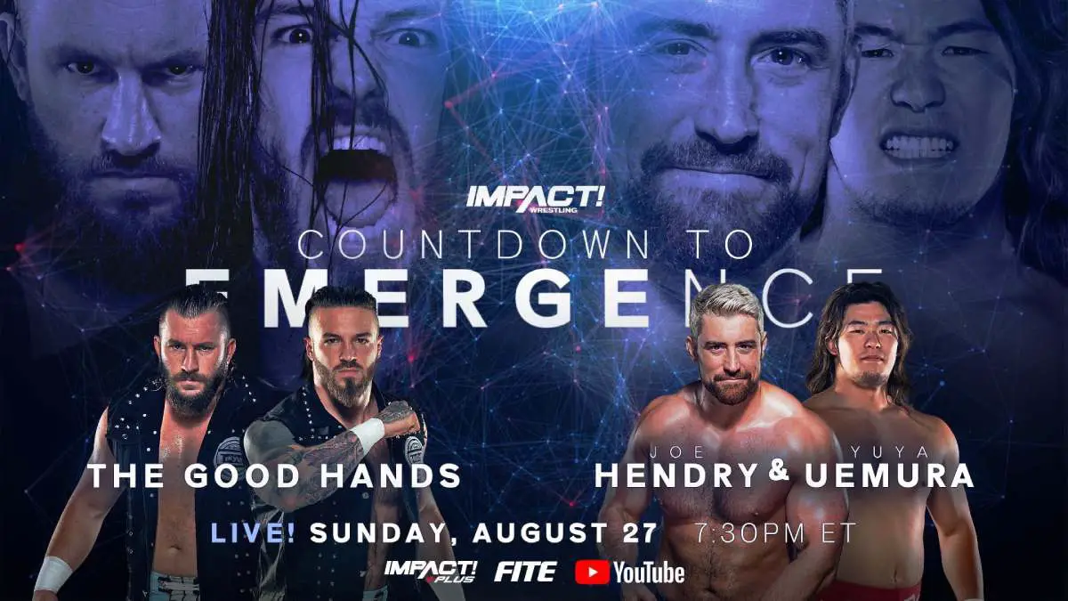 The God Hands vs Joe Hendry and Yuya Uemura tag team bout IMPACT Emergence 2023