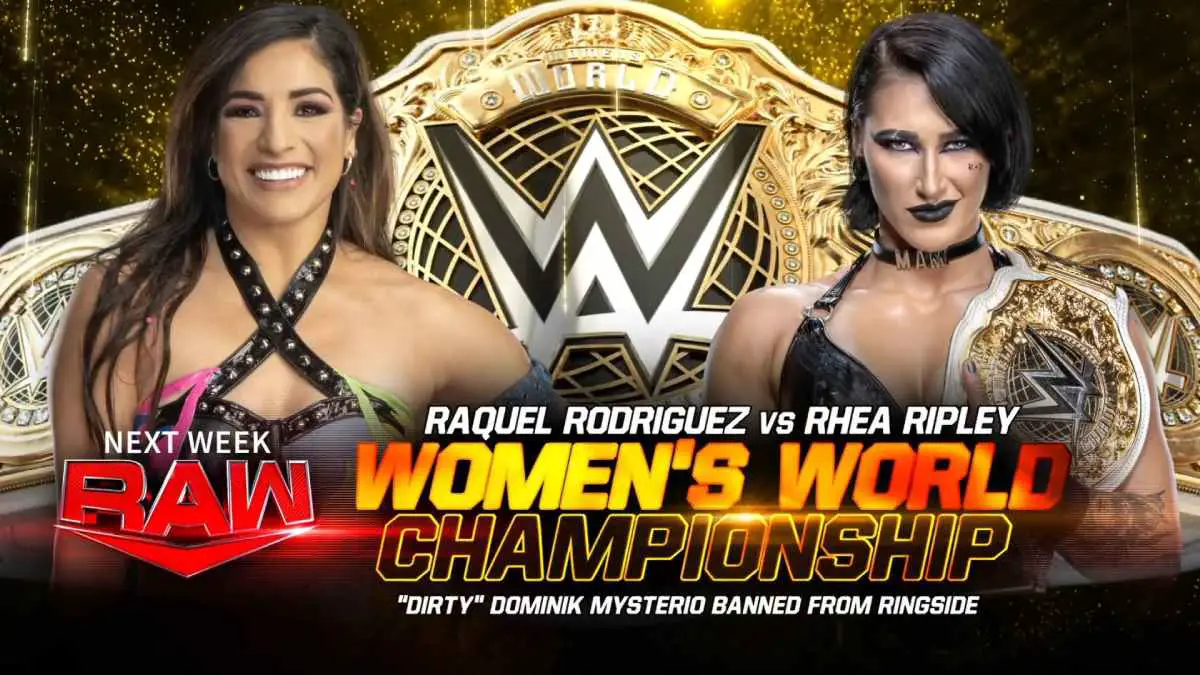 Rhea Ripley vs Raquel Rodriguez WWE Women's World title match September 11 RAW