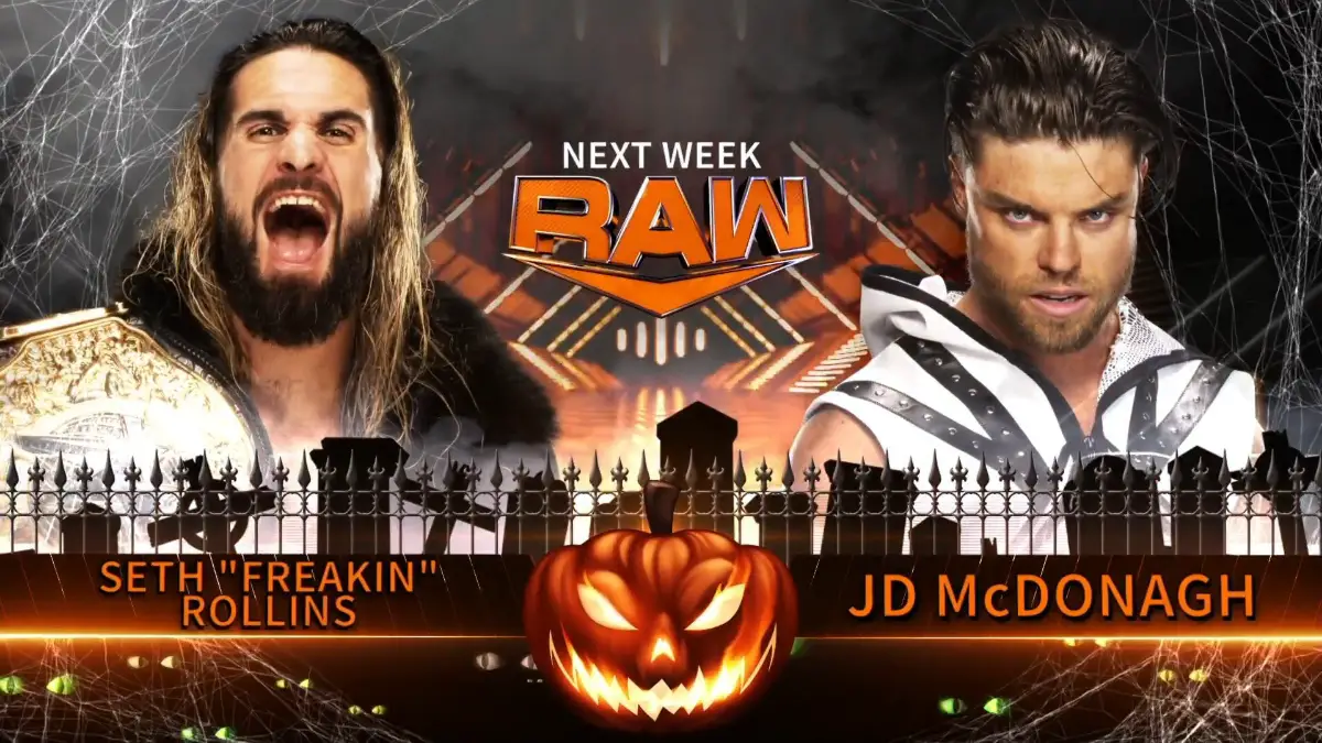 Seth Rollins vs JD McDonagh October 30 episode of RAW