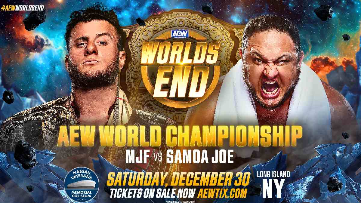 MJF vs Samoa Joe AEW World title bout Worlds End PPV event