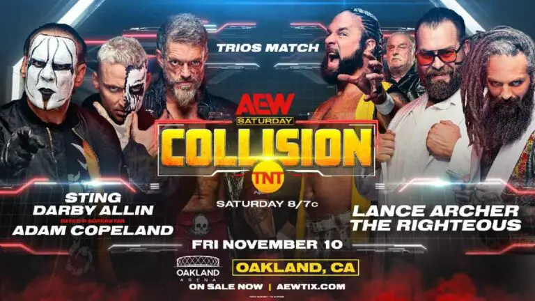 AEW Collison November 11: Six-Man Tag Team Match Announced