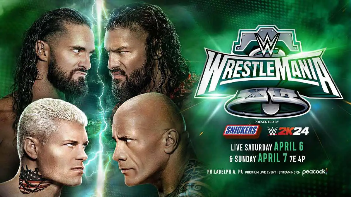 The Rock Roman Reigns vs Cody Rhodes Seth Rollins WWE WrestleMania 40